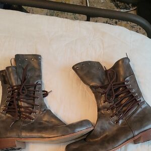 womens Grey Leatherlike Boots